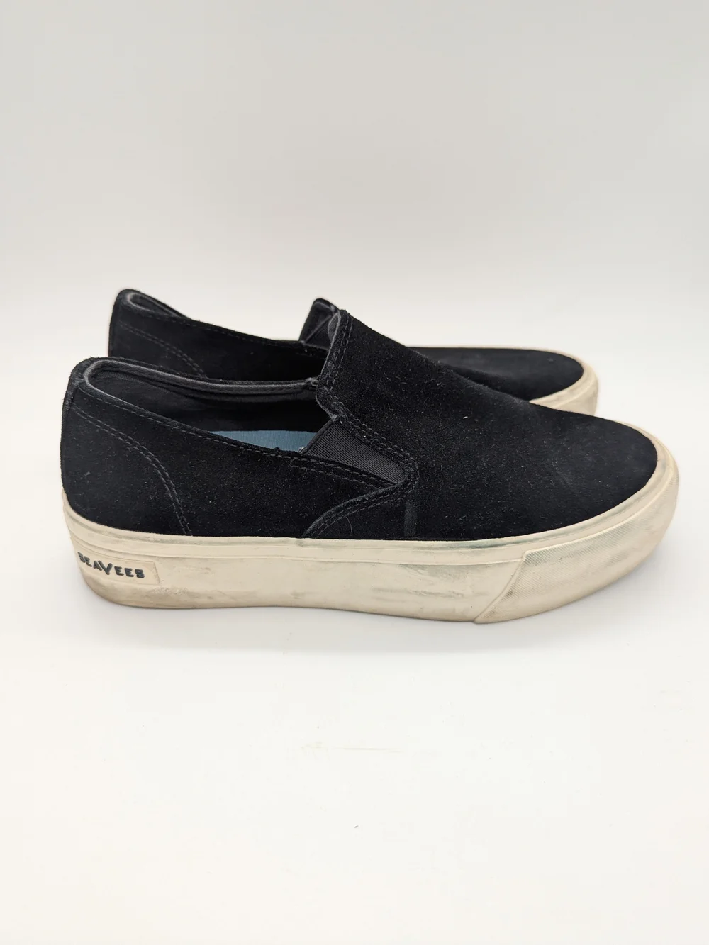 SeaVees Women's Baja Black Suede Slip-On Platform Sneakers Size 7